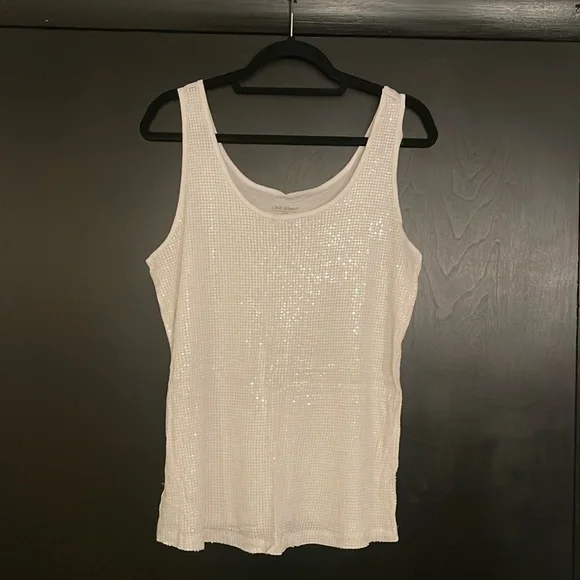 Lane Bryant: White Sequin Tank Top - Picture 3 of 9